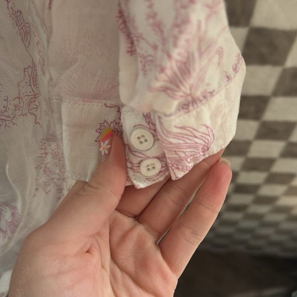 Malvin Linen Floral Long Sleeve V Neck Button up Blouse/ Top Size Large - Picture 13 of 15